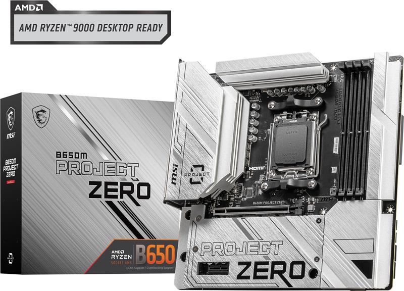 MSI B650M PROJECT ZERO, AMD mATX AM5, prend en charge le processeur de