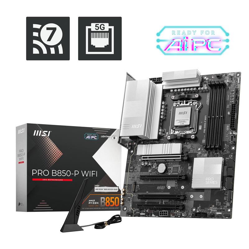 MSI PRO B850-P WIFI, AMD Ryzen™ 9000 / 8000 / 7000 Series Motherboard