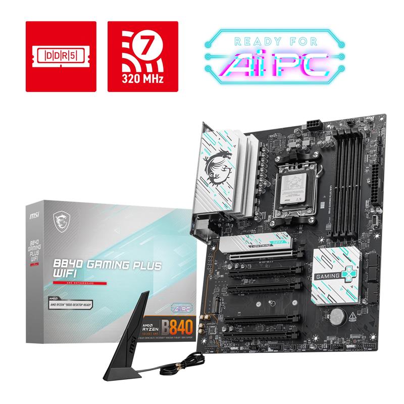 MSI B840 GAMING PLUS WIFI, AMD Ryzen™ 9000 / 8000 / 7000 Motherboard(Open Box)