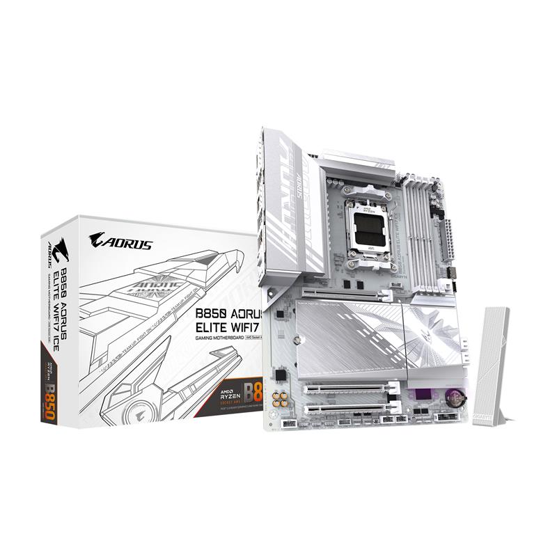 GIGABYTE B850 AORUS ELITE WIFI7 ICE AMD AM5 LGA 1718 Motherboard, ATX