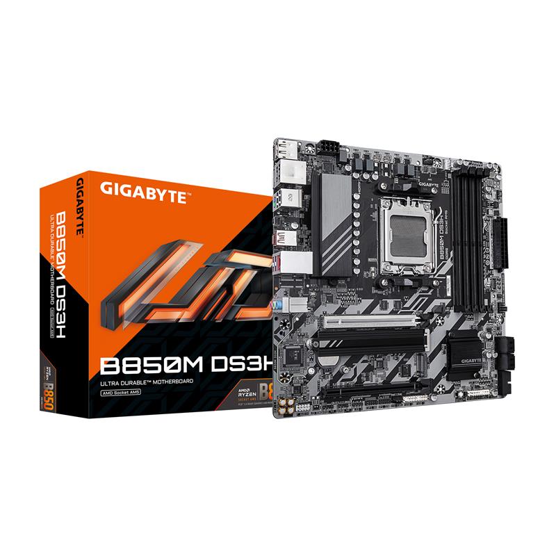 GIGABYTE B850M DS3H AMD AM5 LGA 1718 Motherboard, mATX, DDR5, 2x M.2