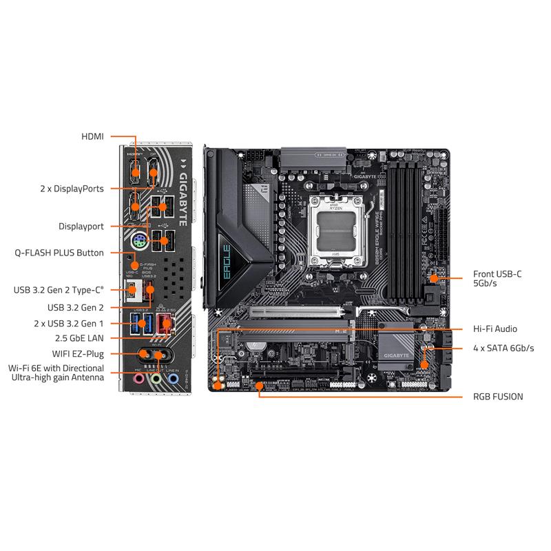 GIGABYTE B850M EAGLE WF6E AMD AM5 Motherboard - Canada Computers