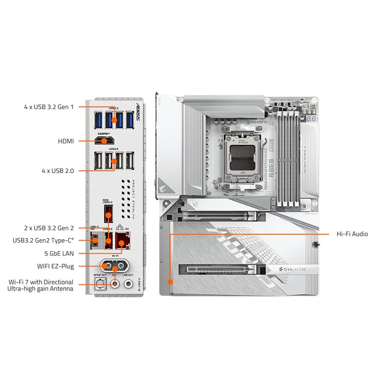 GIGABYTE B850 AORUS STEALTH ICE AMD AM5 ATX Motherboard - Canada