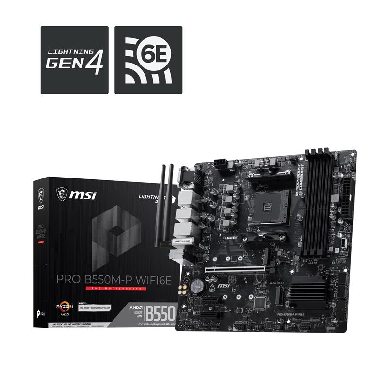 MSI PRO B550M-P WIFI6E AMD AM4 Micro ATX Motherboard