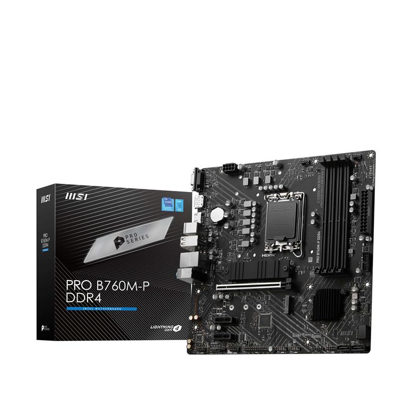 MSI PRO B760M-P DDR4, Intel B760, mATX LGA Socket 1700, Supports