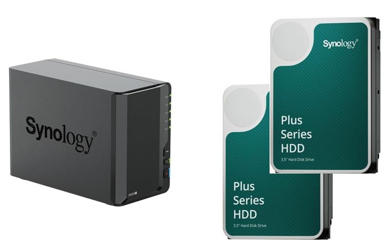 Synology DS225+ DiskStation 2-Bay NAS (Diskless) + 2x Synology Plus 4TB Hard Drive - 3.5" Internal - SATA (SATA/600) - 5400rpm 