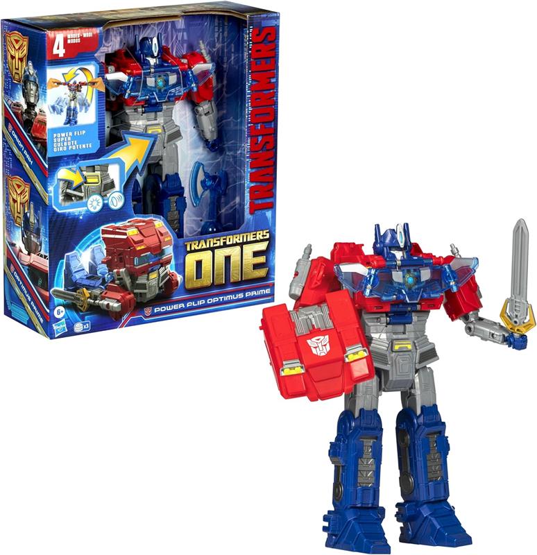 Hasbro Transformers One Movie Power Flip Optimus Prime (Orion Pax) Converting Action Figure, 4 Modes, 10-inch Interactive Elect