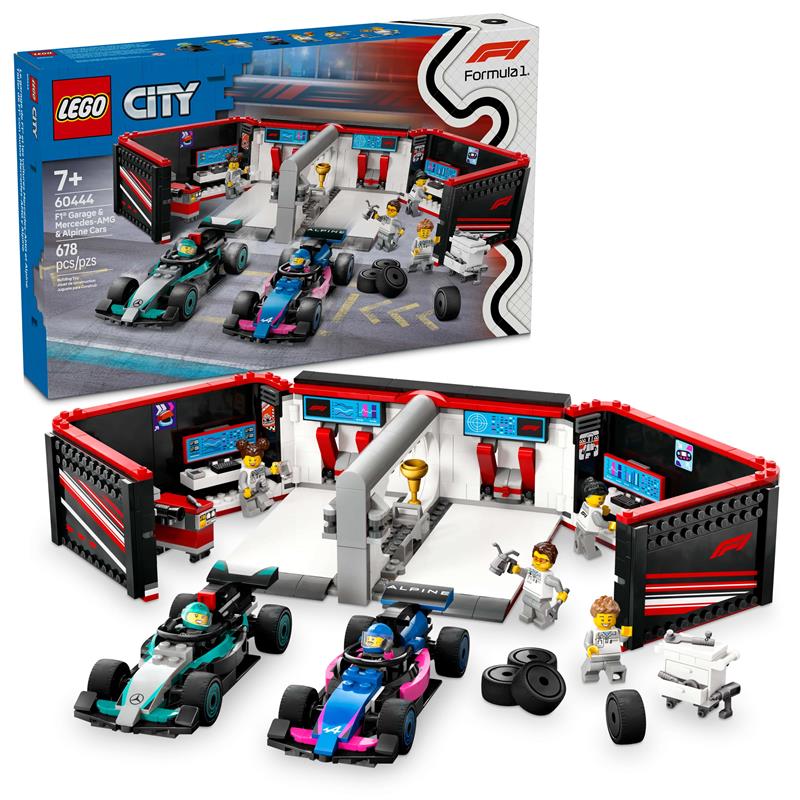 LEGO City F1 Garage & Mercedes-AMG & Alpine Cars Toy Playset 60444