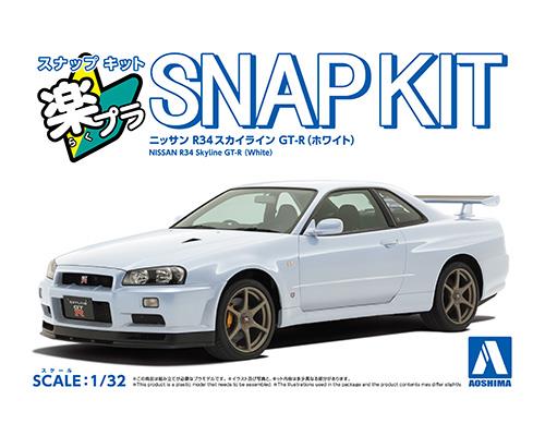 Aoshima 1/32 SNAP KIT #12-WH Nissan R34 Skyline GT-R (White) Model Kit