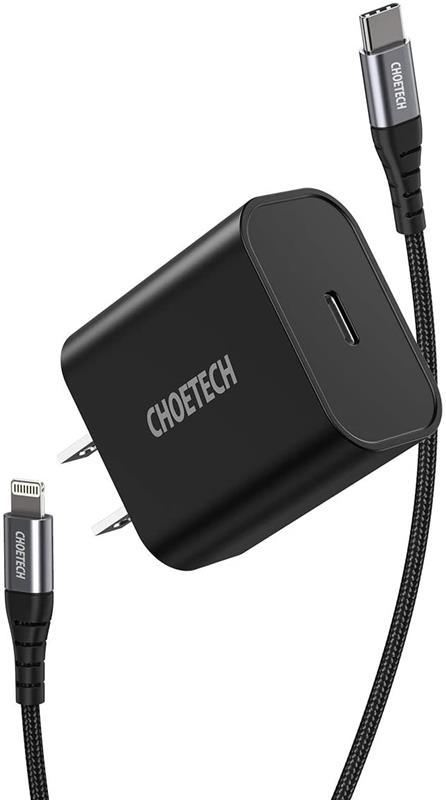 Choetech 18W USB-C PD Wall Charger, 1.2m Cable