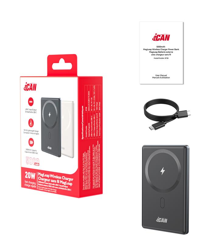 5000mAh PD 20W USB-C Portable Slim Wireless Magnetic Power Bank