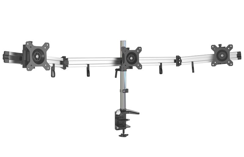 iCAN Aluminum Triple Monitor Mount With Clamp | Fit 17"-27" |