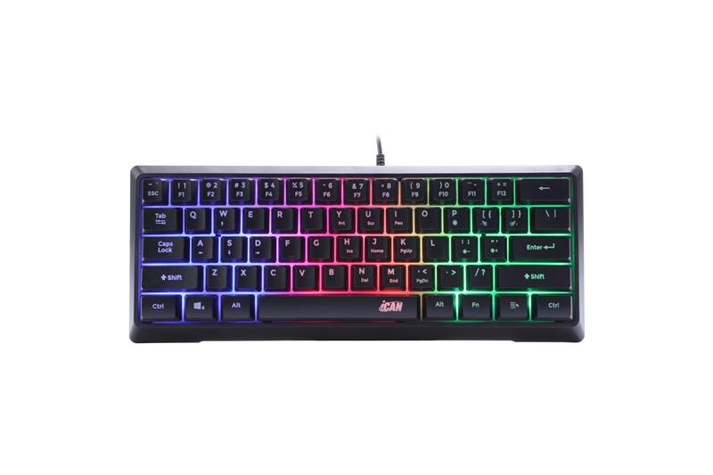 iCAN 62 Key Wired Rainbow Backlit Gaming Keyboard,6 Anti-ghosting Keys