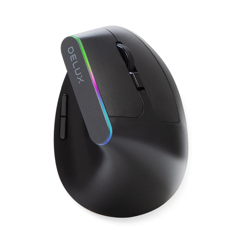 Delux M618DB Wireless Optical Ergonomic Mouse, RGB Light(Open Box)