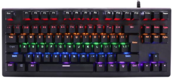 iCAN MK106 Black Wired Rainbow Mechanical Gaming Keyboard, 87 Keys