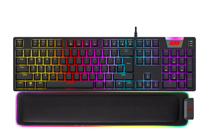 iCAN MK1047 RGB Mechanical Gaming Keyboard with RGB Wrist Pad,104 Keys(Open Box)