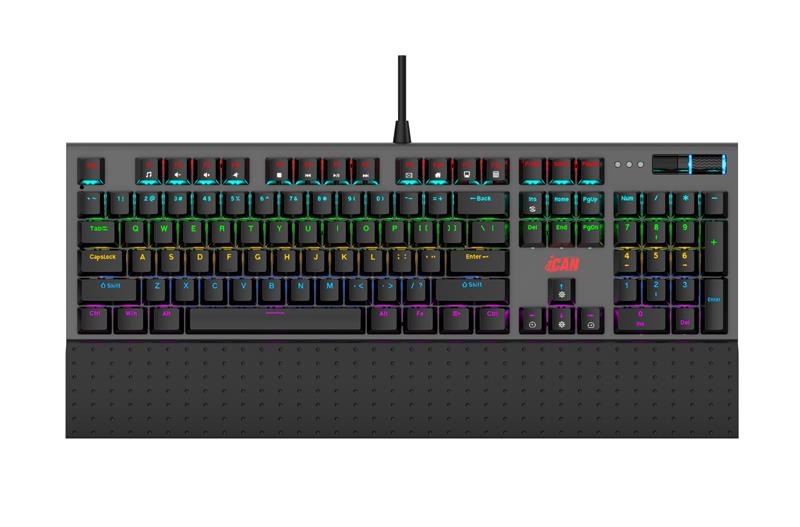 iCAN MK1104 Black Wired Full Size Rainbow Mechanical Gaming Keyboard