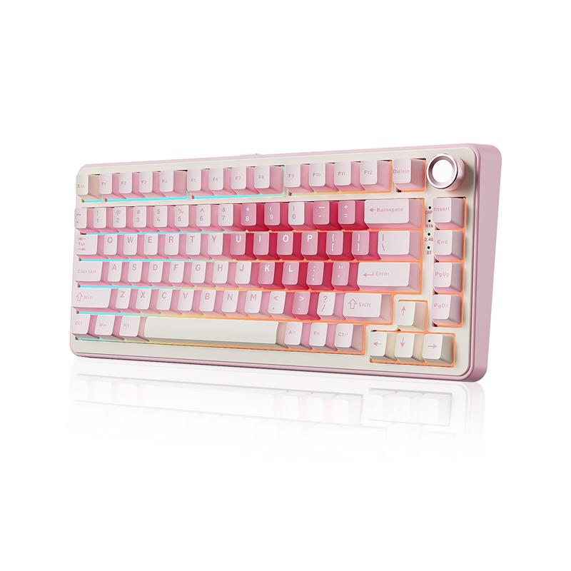 Yunzii B75 PRO Tri-Mode Pink + White 75% Knob Mechanical Keyboard