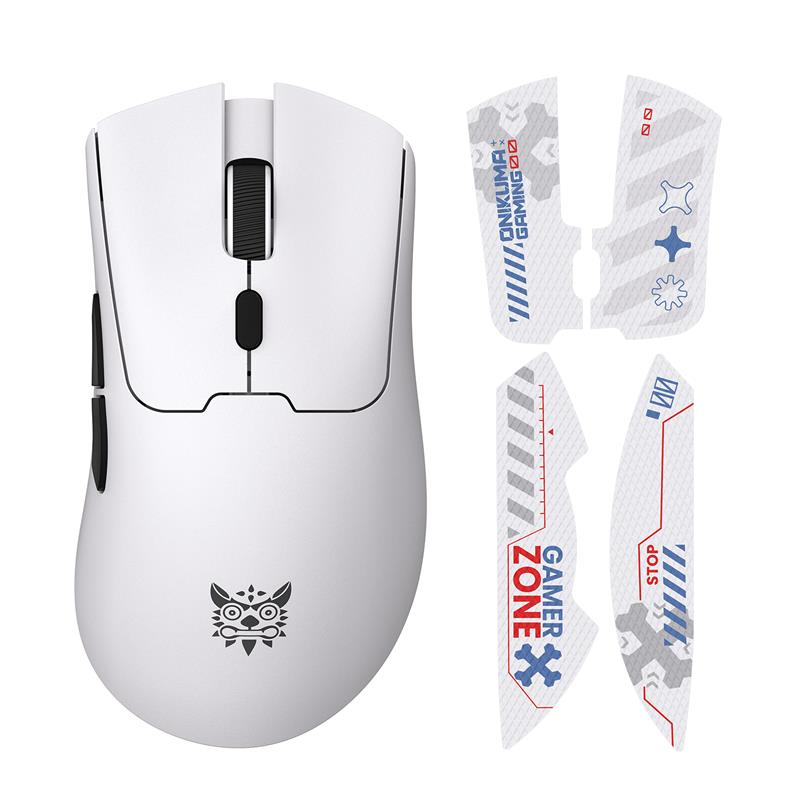 ONIKUMA DM01 White Wireless Tri-Mode Gaming Mice w/ Designed Stickers