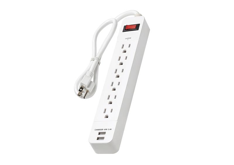 iCAN 6 Outlets 2 USB-A Surge Protector with 6ft Cord(Open Box)