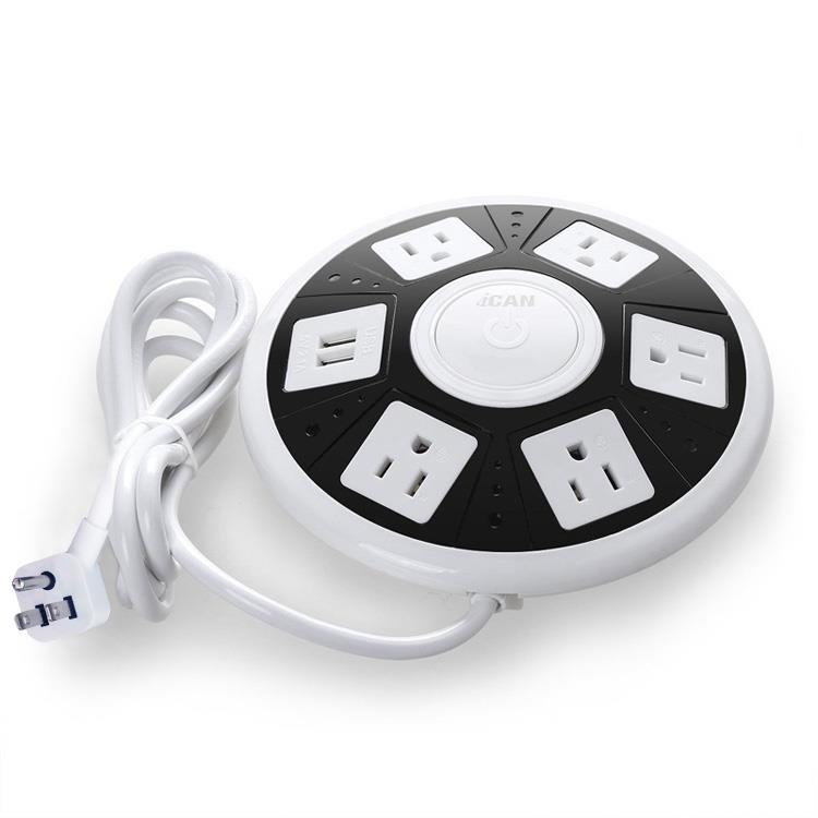 iCAN 5 Outlets 2 USB-A UFO Surge Protector with 5ft Cord(Open Box)