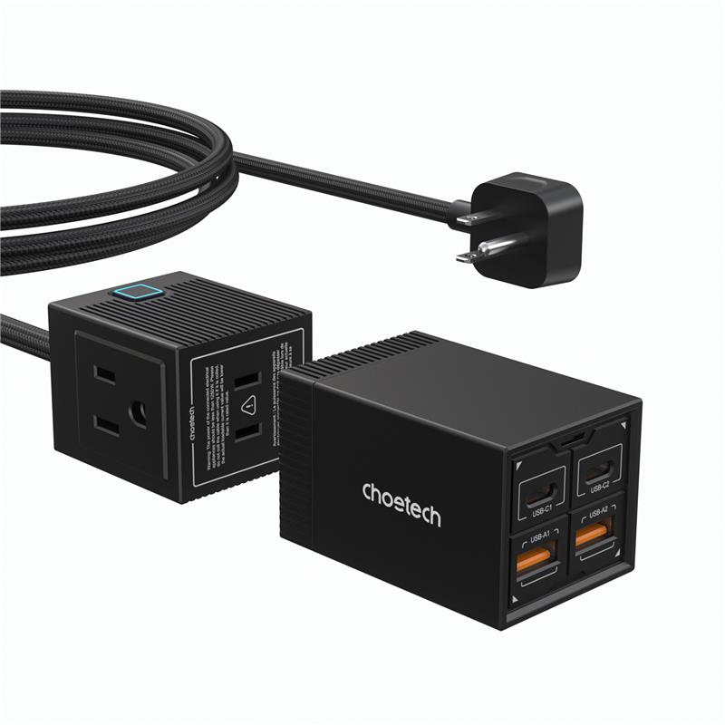 Choetech Multiprise détachable 65 W, 4 prises USB, 2 prises(Open Box)