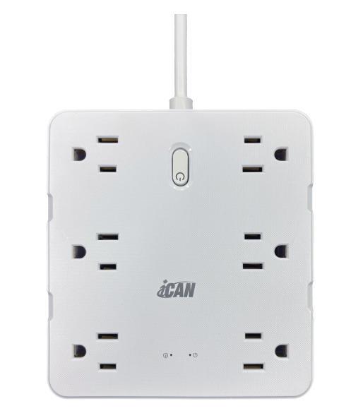 iCAN 8 prises, 2 USB-A et 1 parasurtenseur USB-C, cordon de 5 pieds