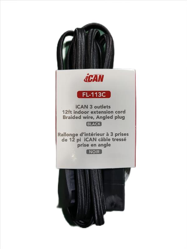 iCAN 3 Outlets 12ft Indoor Extension Cord