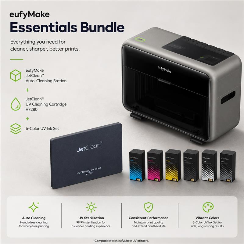 EufyMake UV printer + Ink & Cleaning Cartridge Kit