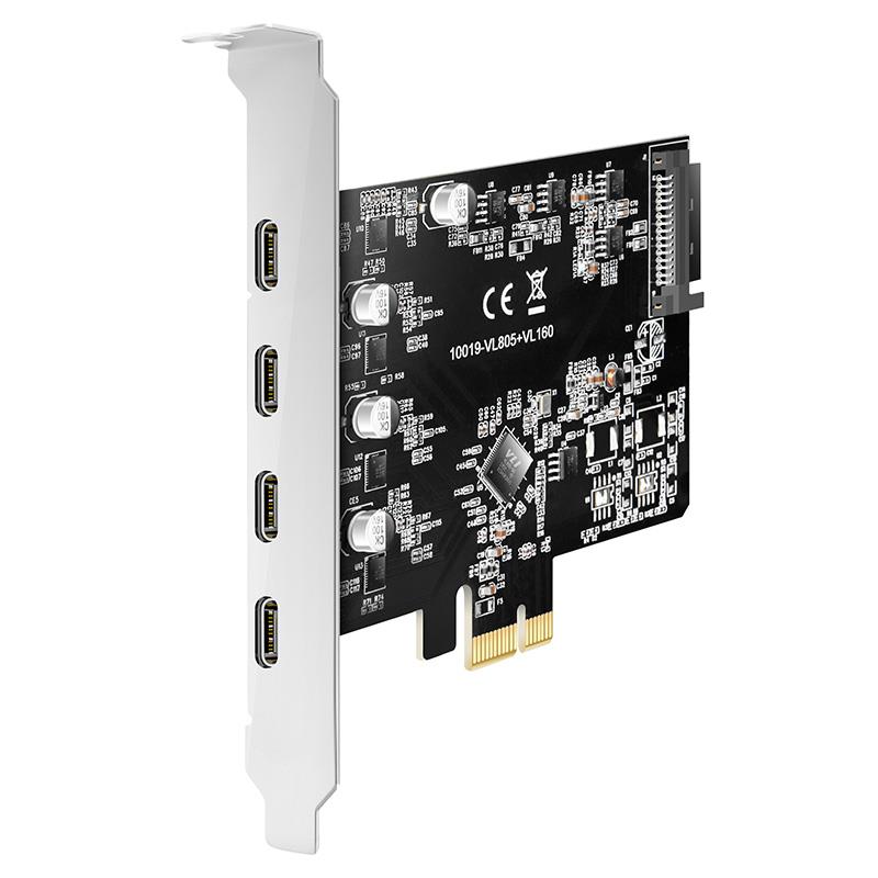 Carte PCI Express USB 3.1 Type C Maiwo KC019 avec quatre ports Type C