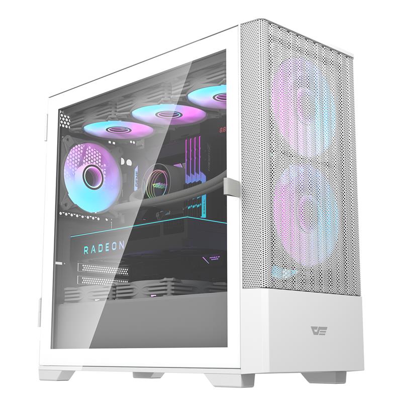 DarkFlash DK415M Mesh mATX PC Case, 2x ARGB Fans Included, White