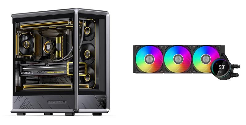 JONSBO - D401 Black ATX Gaming PC Case+PCCOOLER CPS DA360 PRO ARGB Digital BK LCD Liquid Cooler