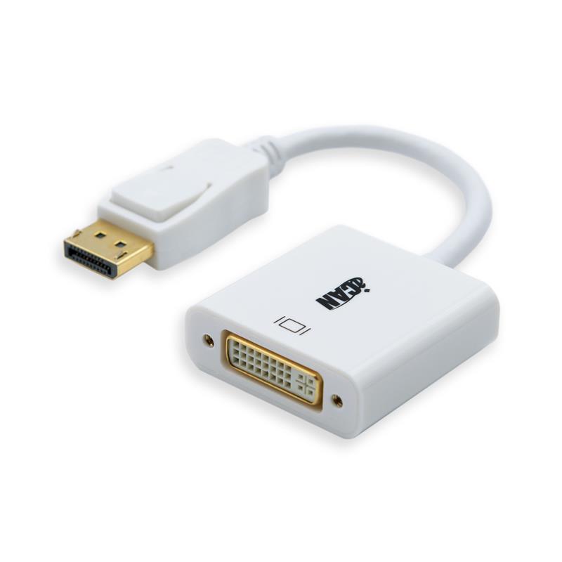 Adaptateur iCAN DisplayPort vers DVI, mâle vers femelle, plaqué or, blanc