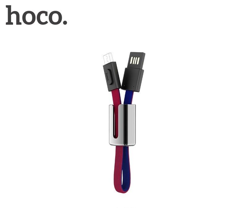 Câble clé USB micro HOCO Mascot, 19 cm, rouge et bleu