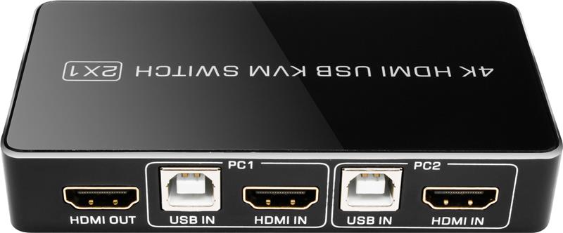 iCAN HDMI USB KVM Switch 2x1 with Switch Extension, 4K@60Hz