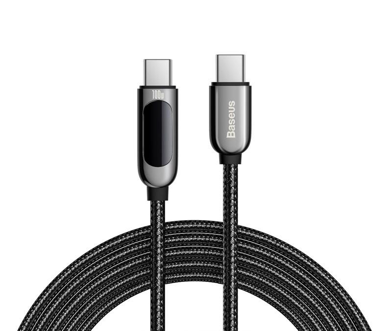 Baseus Display Fast Charging Data Cable USB Type-C to Type-C 100W, 2m (6.6ft), Black(Open Box)