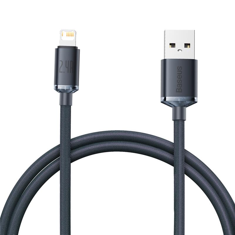 Baseus Crystal Shine Series Fast Charging Data Cable USB to Lightning, 2.4A ,1.2m, Black(Open Box)