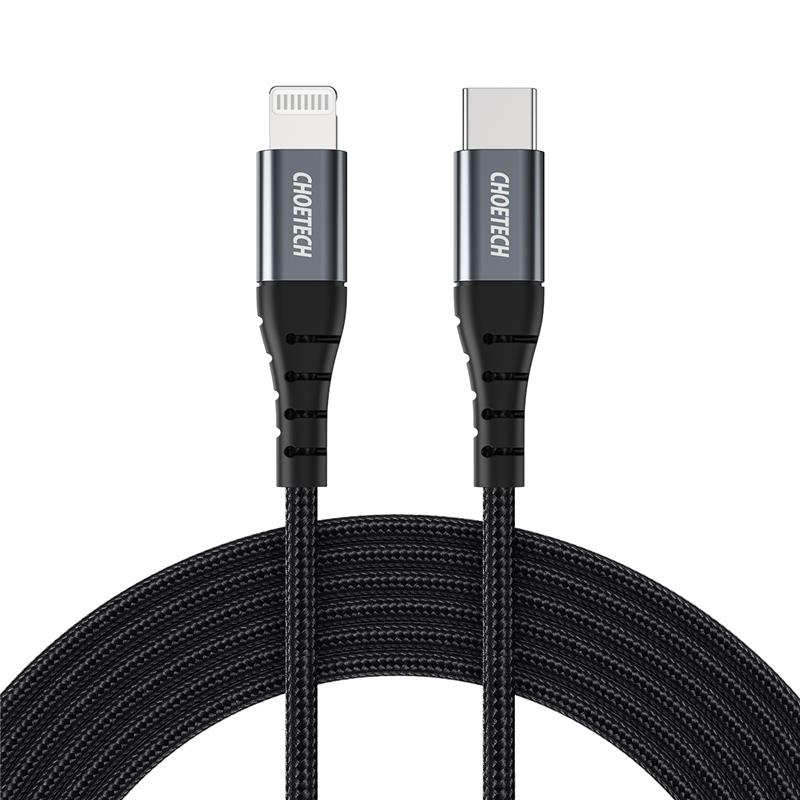 Choetech USB C To Lightning Cable [2m/6.6ft Apple MFi Certified] Premium Nylon Braided
