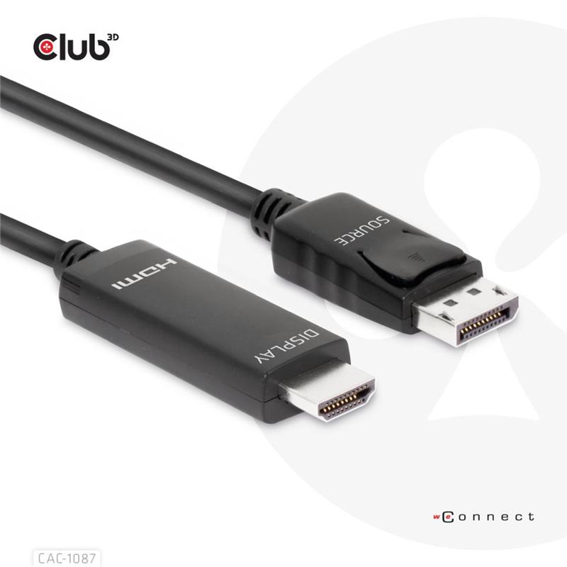 Club 3D Câble DisplayPort 1.4 vers HDMI 4K120Hz ou 8K60Hz HDR10 M/M 3m/9.84ft