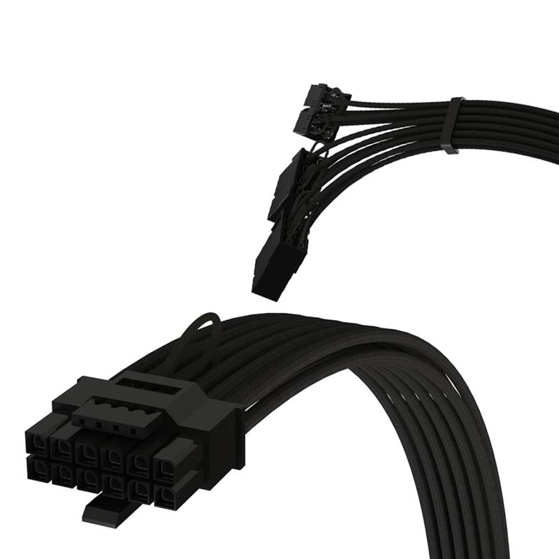 iCAN PCIE 5.0 12VHPWR 16Pin (12+4) to 3 x 8Pin - 30cm, Black(Open Box)