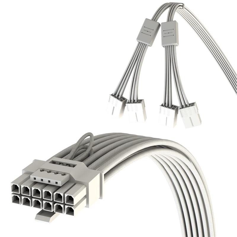 iCAN PCIe5.0 4x8Pin to 12VHPWR (16Pin) PSU Extension - 40cm, White