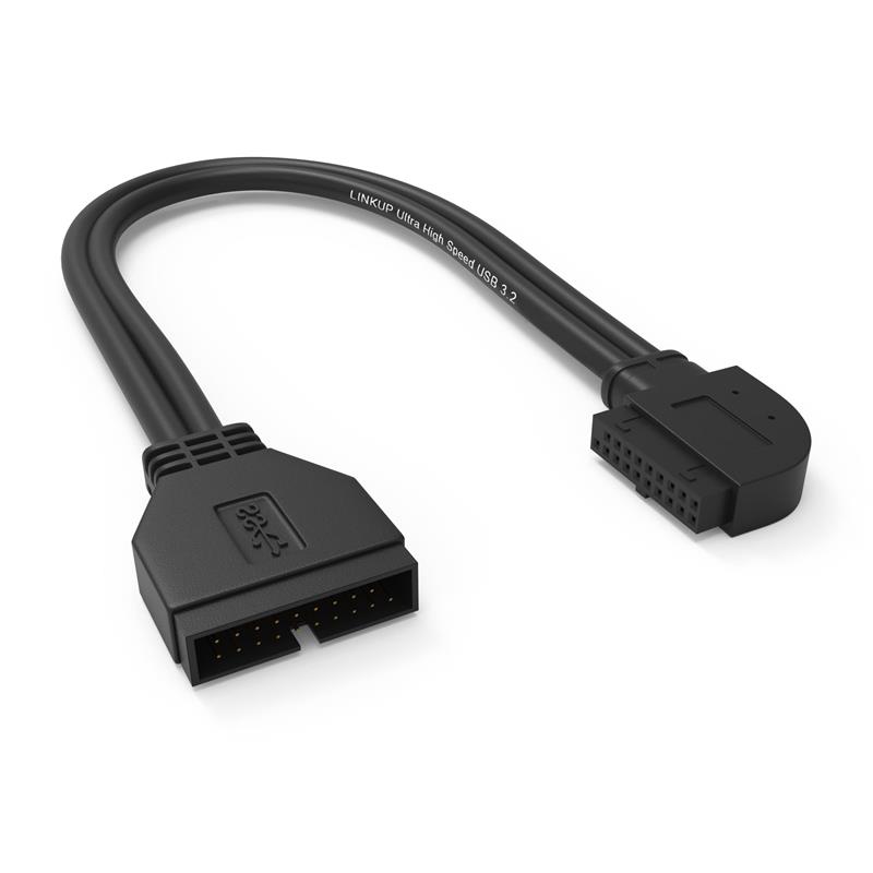 iCAN USB 3.2 Gen 2 (USB 3.1) Internal Adapter 20-Pin Motherboard Header Male to Female 10Gbps for PC USB-A Ports - Left Angle T
