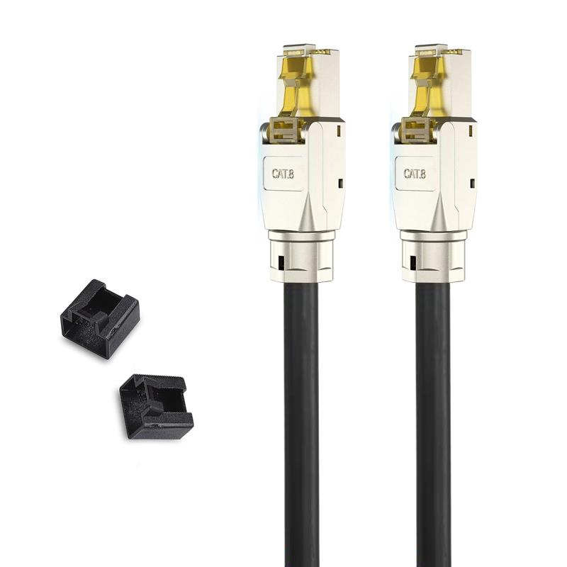 iCAN Premium CAT8 Ethernet Patch Cable with Field-mountable 2xRJ45 Connectors, High Speed 40Gbps 2000MHz, Double Shielded S/...