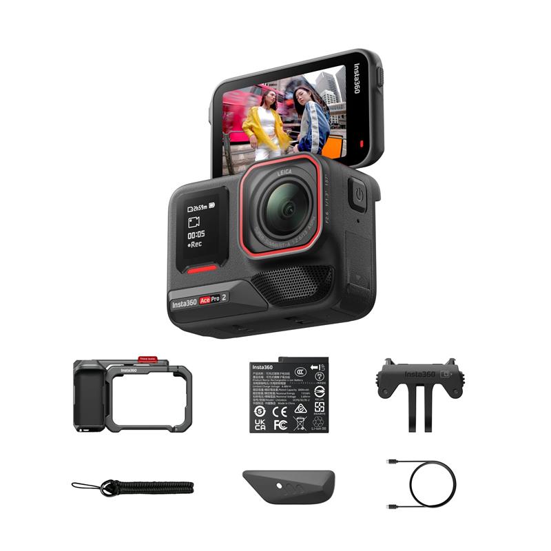 Insta360 Ace Pro 2 Action Camera Single Battery Explorer Bundle, Grey