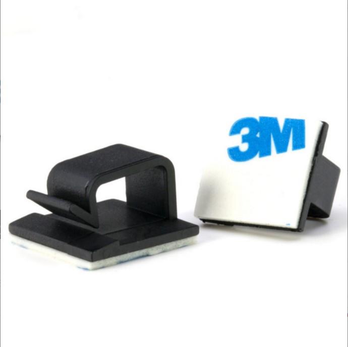 iCAN 100pcs R-type Self Adhesive Cable Clips 14.5*16mm, Black