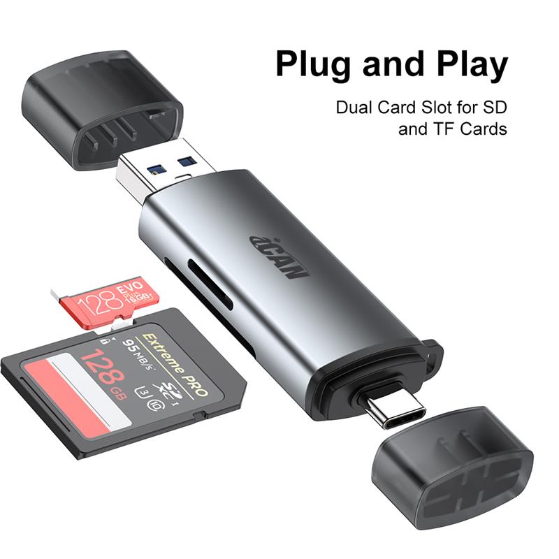 Lecteur de cartes mémoire USB3.0 et Type C 3.0 iCAN RSH-DK01