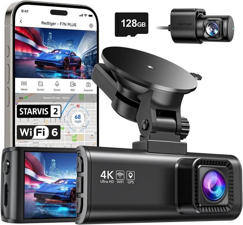REDTIGER Dash Cam Front Rear, 4K/1080 Full HD Dash Camera for Cars