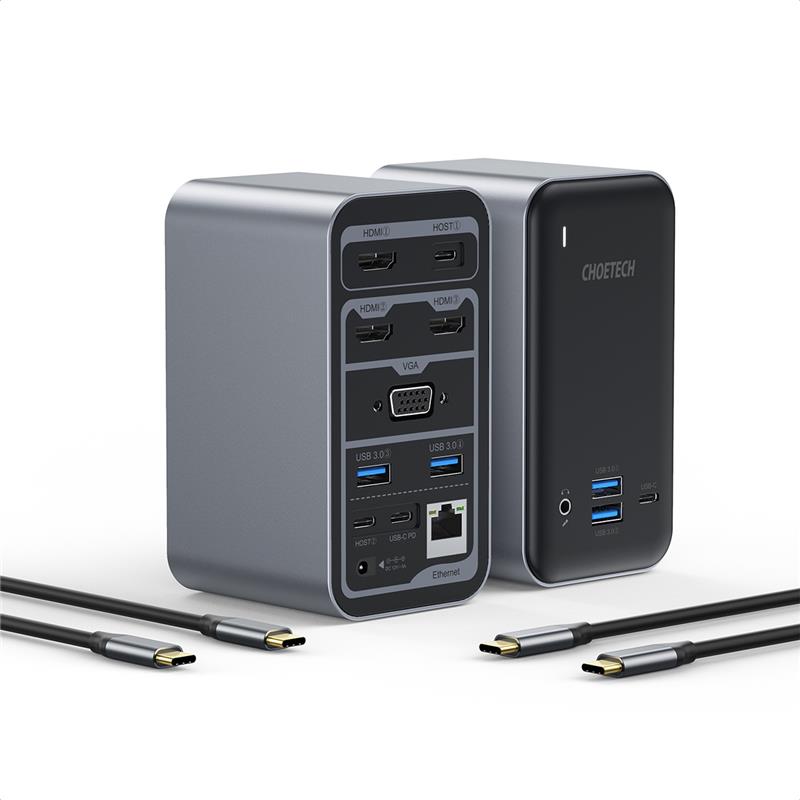 Choetech 15-in-1 USB-C 100W Quadruple Display Docking Station