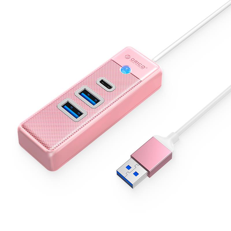 ORICO 3-Port USB3.0-A*2 & Type-C*1 Hub - Entrée USB A - Rose