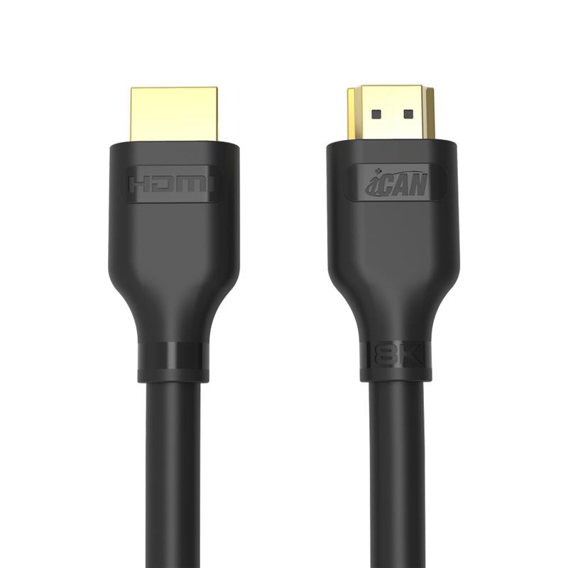 Câble HDMI 2.1 iCAN, 8K à 60 Hz, mâle vers mâle, plaqué or, 1,8 m, noir